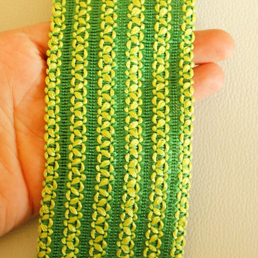 Green Thread Lace Trim, Approx. 65mm wide